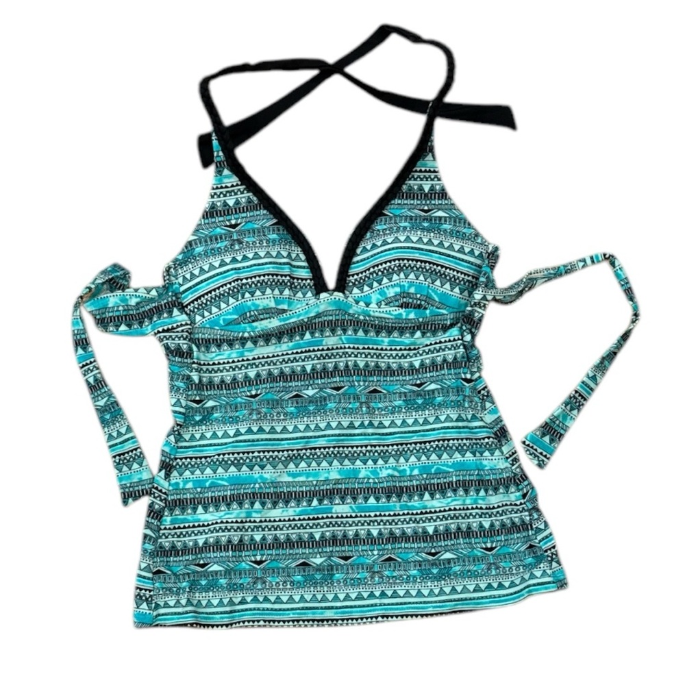 Arizona Teal and Black Patterned Tank Top Sz S